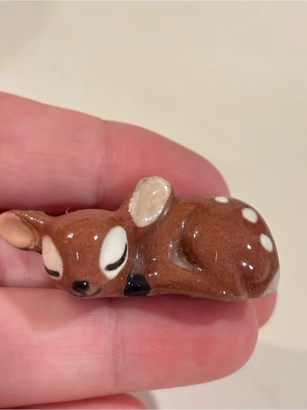 Vintage Hagen Renaker Mini Fawns Sitting And Sleeping Brown Spotted Deers